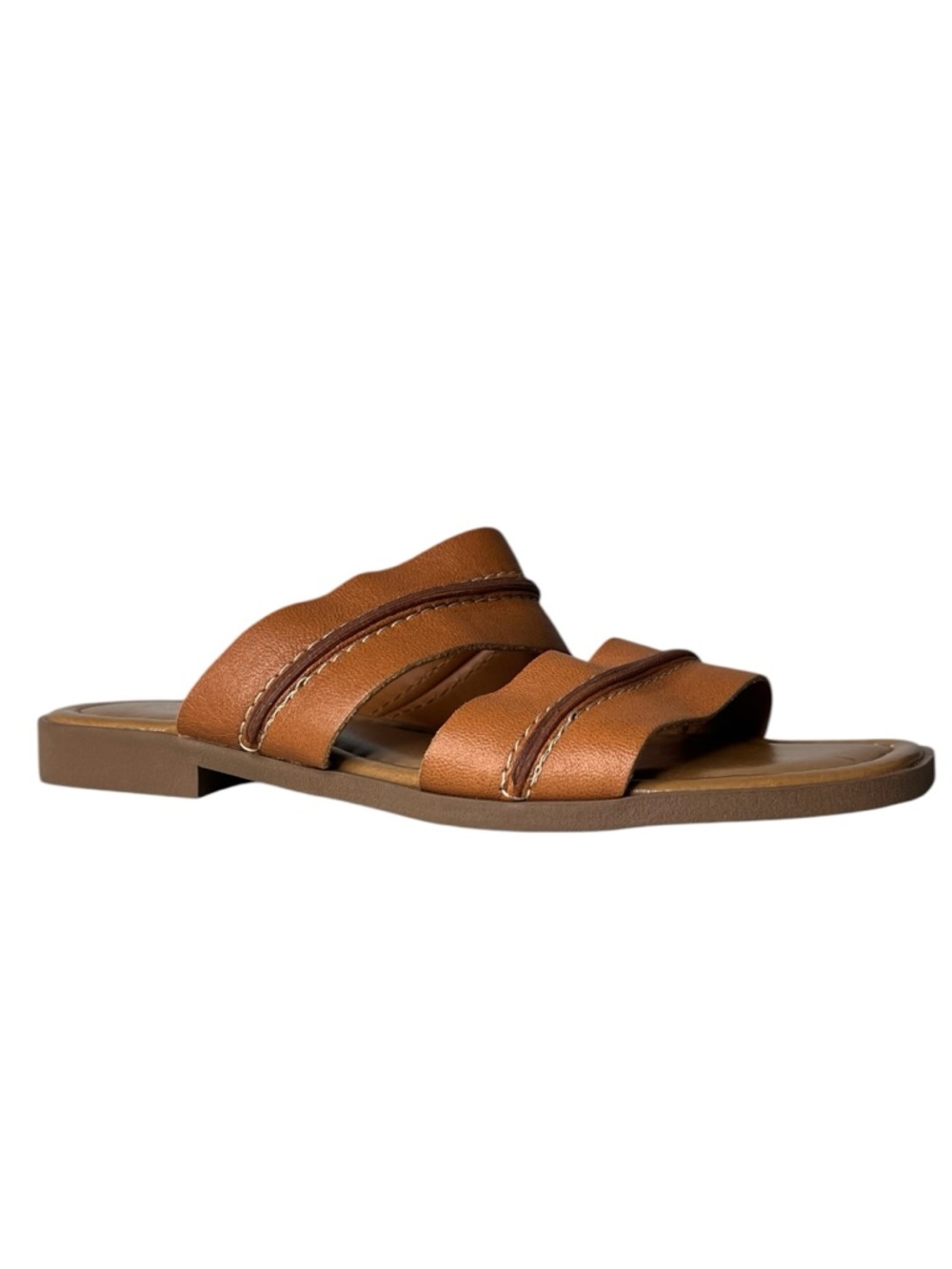 Coach and Four Gruppo Tan Double Strap Flat Slip-On Sandals Size 6 Made in Italy